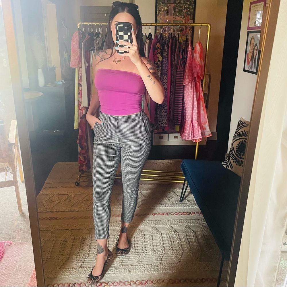 Zara Gingham Stretch Crop Pant